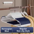 Set of 5 non-slip plastic clothes hangers in Norway Blue for trace-free hanging. - 5 Pieces / Norway Blue