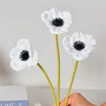 Flores de amapola blancas artificiales de PU para decoración del hogar y arreglos - Blanco
