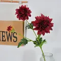 3-head deep red artificial dahlia silk flower for wedding home decor and floral arrangement - Red