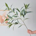 Lifelike five-headed artificial eucalyptus leaves branch for home decor greenery - Off-White Eucalyptus Leaves