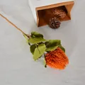 Single branch artificial orange Banksia flower for vintage autumn home decoration - Autumn Orange