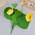 Große künstliche gelbe Lotusblumen mit 7 Köpfen für elegante Innenraumdekorationen - Gelb