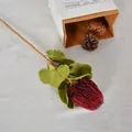 Artificial burgundy Banksia flower stem, realistic autumn dry flower for vintage home decor - Burgundy
