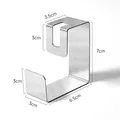 Stainless steel wall-mounted washbasin hook with 6.5cm base and 7cm height dimension - Silver
