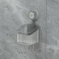 Cesta de almacenamiento de baño con ventosa de pared y ganchos, altura 22 cm, clara - Pequeño (Con Ganchos) / Gris Transparente