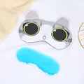 Cute cartoon cat sleep mask with reusable blue cooling gel insert for eye relief - Gray
