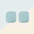 Pair of light blue square silicone door handle bumpers for wall protection and noise reduction. - Blue Single Pack