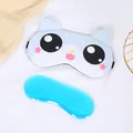Cute cat-style cartoon sleep eye mask with removable cooling blue gel ice pack insert - Light Blue Stars