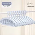 Set of light blue seamless wide shoulder plastic clothes hangers with anti-slip design - Upgraded Thickened Wide Shoulder Style / 76g / Cloud Blue