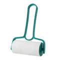 Green tear-off lint roller with white adhesive roll for pet hair removal - No Lid / Blue
