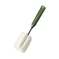 Long-handled bottle cleaning brush with soft white sponge head for cup washing - Long Handle / Green