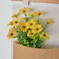 Realistischer künstlicher gelber Eukalyptus-Veilchen-Blumenstrauß für Garten Dekor - 7 Gabeln / Dunkelgelb