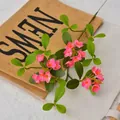 Realistic pink artificial flower branch for home decor and wedding arrangement - Short Branch Style / Rose Red