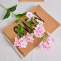 Artificial long-stem freesia flower with pink and white petals for home decor - Pink White