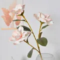 Rama realista de magnolia artificial de 3 cabezas en degradado rosa y blanco suave - Magnolia de 3 cabezas - Champaña