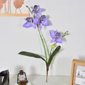 Lifelike purple artificial 4-head Cattleya orchid with green leaves for home decor - Multiple Heads with Leaves / Purple