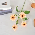 Realistischer künstlicher Sonnenblumenzweig in Pfirsich für Hochzeits- und Heimdeko - 4-Kopf Sonnenblume / Champagner