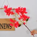 Vivid rose red artificial bougainvillea flower spray for home and wedding decor. - Bougainvillea-87 flower red