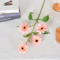 Eleganter rosa künstlicher Gänseblümchenzweig mit vier Blüten für Heim- und Hochzeitsdeko - 4-Kopf Sonnenblume / Rosa