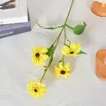 Lebendiger einzelner Zweig künstliche gelbe Sonnenblume für Hochzeit und Heimdekor - 4-Kopf Sonnenblume / Hellgelb