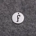 Rundes Edelstahl-Amulett mit hohlgearbeitetem Kleinbuchstaben f für DIY-Schmuckzubehör - Buchstabe F