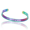 Bracelet jonc en acier titane arc-en-ciel gravé keep fucking going de motivation - Gravure Intérieure (B820) / Arc-en-ciel