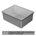 Semi-transparent black plastic underwear storage box without lid for bra organization - Bra Storage Box (No Lid) / Single Compartment / Transparent Black