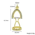 Vergulde Thaise amuletbasis met strass-steentjes, roestvrijstalen Boeddha-hanger. - Onregelmatige Strass-voet (STAL254-GO) / Goud