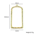 Cadre d'amulette de Bouddha en acier inoxydable doré orné de strass 60,5x31 mm - Base Rectangulaire en Strass (STAL252-GO) / Or