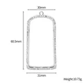 Cadre de pendentif amulette thaïlandaise rectangulaire en argent avec incrustation - Base Rectangulaire en Strass (STAL252-ST) / Argent
