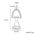 Thaise Naga Boeddha-amuletbasis van zilverkleurig titaniumstaal met kristalaccenten - Onregelmatige Strass-voet (STAL254-ST) / Zilver