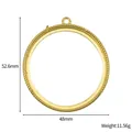 Gouden roestvrijstalen ronde amulethouder met 48 mm binnendiameter voor boeddhistische hangers - Touwrand Ronde Voet (STAL2512-GO) / Goud