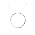 Detailed view of Morse code beaded bracelet with natural stones and adjustable cord - Grey and Turquoise Mix (B2311-GO-C)