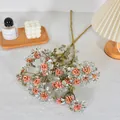 Vintage artificial lace berries with frosted green leaves for rustic home decor. - Pink