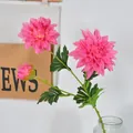 Three-head artificial pink dahlia flower stem for wedding and home decoration - Rose Red