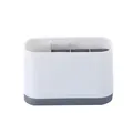 Minimalist white bathroom organizer caddy for electric toothbrushes and toothpaste storage - Gray