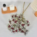 Frosted vintage burgundy artificial berry stems for autumn floral home decoration and table accents - Red