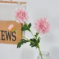 Realistic pink 3-head dahlia artificial flower spray for elegant home and wedding decor - Deep Pink