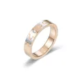 Bague puzzle en acier inoxydable rose doré et argent avec un petit diamant - Taille 9 / Style Puzzle Bicolore (R157) / Or Rose et Argent