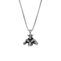 Macro view of muscular bull pendant on stainless steel box chain for hip hop style - Muscular Bull Style (N2597-ST)