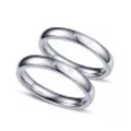 Bagues de couple élégantes en acier titane avec petit diamant et finition argentée - Taille HK 17 / Argent