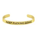 Bracelet jonc en acier titane doré avec gravure 'Keep Fucking Going' inspirante - Gravure Extérieure (B849) / Or