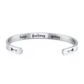 Bracelet jonc ouvert en acier titane 6mm avec gravure 'keep fucking going' - Gravure Intérieure (B820) / Argent