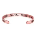 Bracelet jonc or rose en acier titane avec gravure interne Keep Fucking Going 6mm - Motif Floral Extérieur (B830) / Or rose