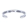 Bracelet jonc en acier titane argent avec gravure Keep Fucking Going et motif flèche de 6mm - Rainure à Arc Argentée (B829) / Argent