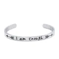 Élégant bracelet jonc en acier titane argenté en forme de C gravé 'I am Enough' - I Am Enough (B836) / Argent
