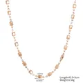 Elegante roségoud vergulde titanium stalen ketting met vierkante schakels voor dames - Vierkante Ketting met Reliëf (STN25303) / Roségoud