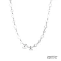 Minimalistische titaniumstalen ketting met hart- en vierkante schakels, 45+5 cm verstelbaar - Vierkante Hart Schakelketting (STN25292) / 9,3 mm / Staalkleur
