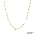 Elegante gouden titanium stalen schakelketting met verfijnde bloemmotieven. - Vierkante Ketting met Reliëf (STN25303) / Goud