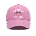 Cappello da baseball rosa lavato vintage con stampa 250° anniversario America e bandiere USA. - Regolabile / Rosa chiaro